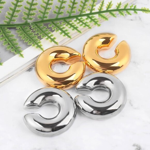 Brand New Ear Cuffs Set 30MM Gold&SIlver Non Piercing - Picture 2 of 9